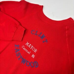 Hanes Clint Eastwood Mayor Carmel 86 Red Crewneck Sweatshirt Men's L USA